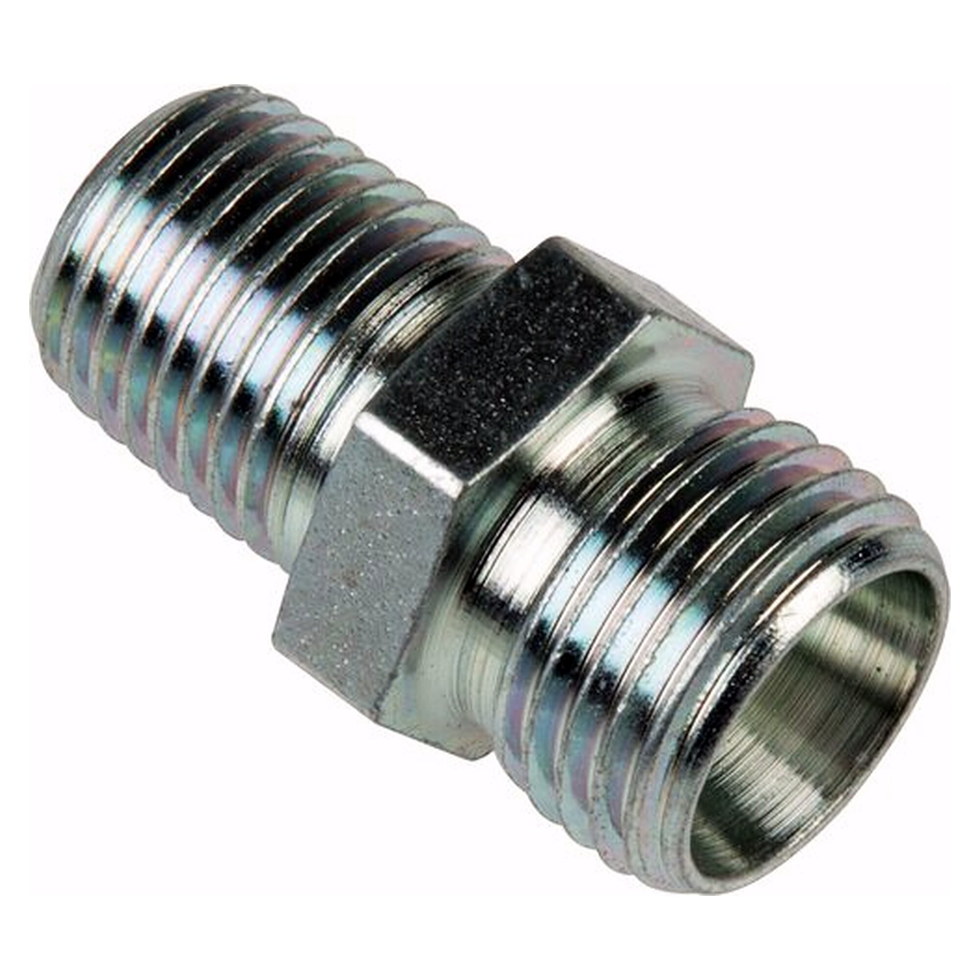 Straight male stud coupling, NPT 1"-28 L (M36x2), zinc-plated steel, no nut/ring