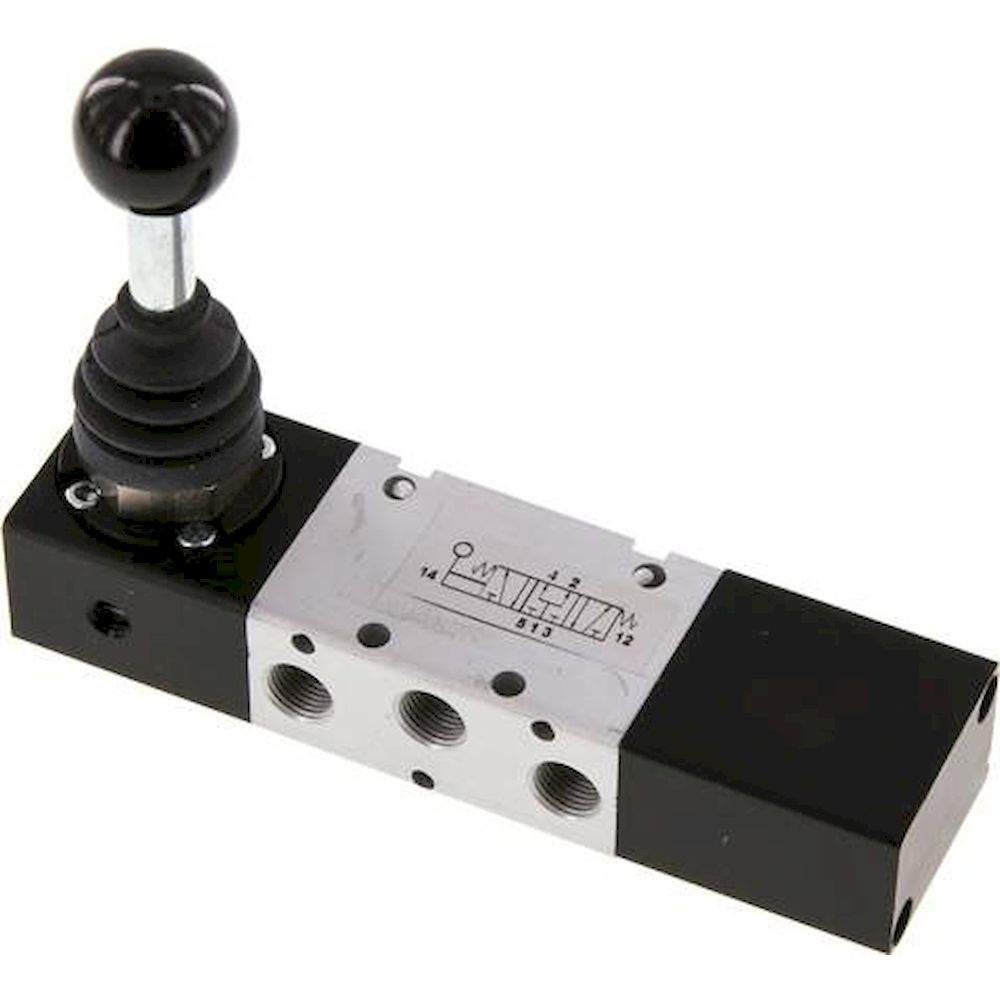 XMV 1510. 5/3-Wege Handhebelventil, G 1/8", Mittelstellung belüftet, Federrückstellung