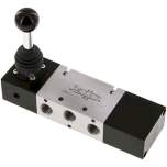 XMV 2410. 5/3-Wege Handhebelventil, G 1/4", Mittelstellung entlüftet, Federrückstellung