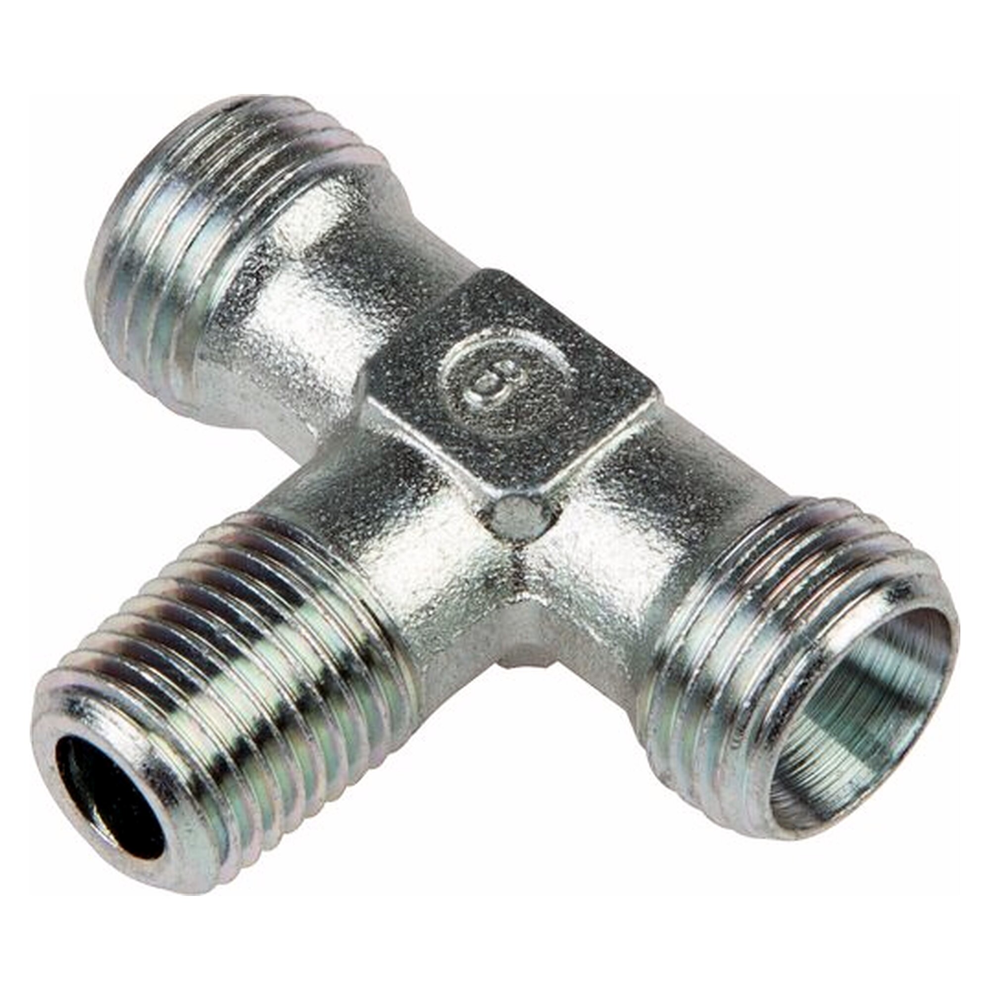 T-Einschraubverschraubung, R 1/8", Rohr 8 LL, Stahl verzinkt ohne Mutter und Ring