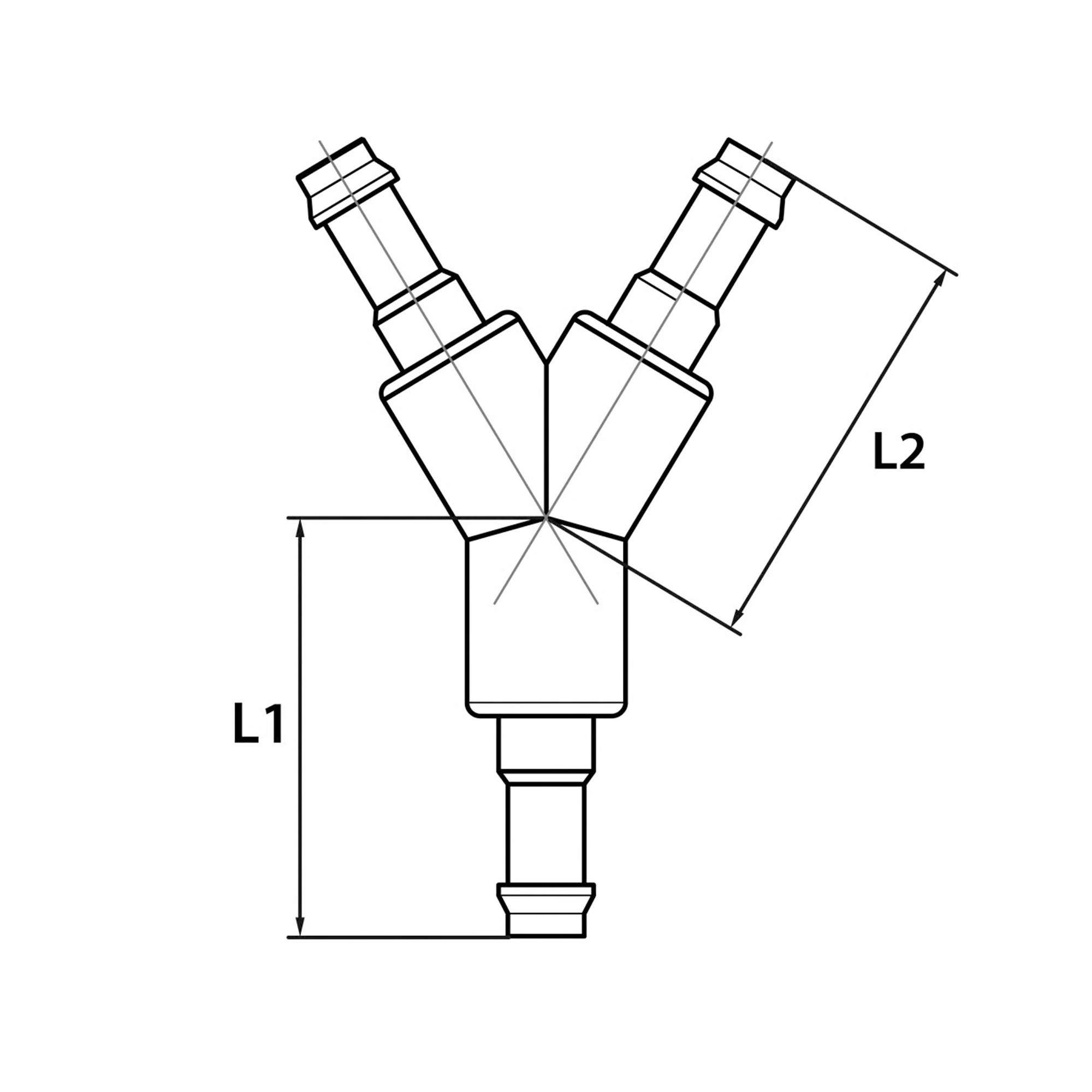 Y hose connection supports, for hose I.D. 4 mm, brass and POM - Riegler 133414