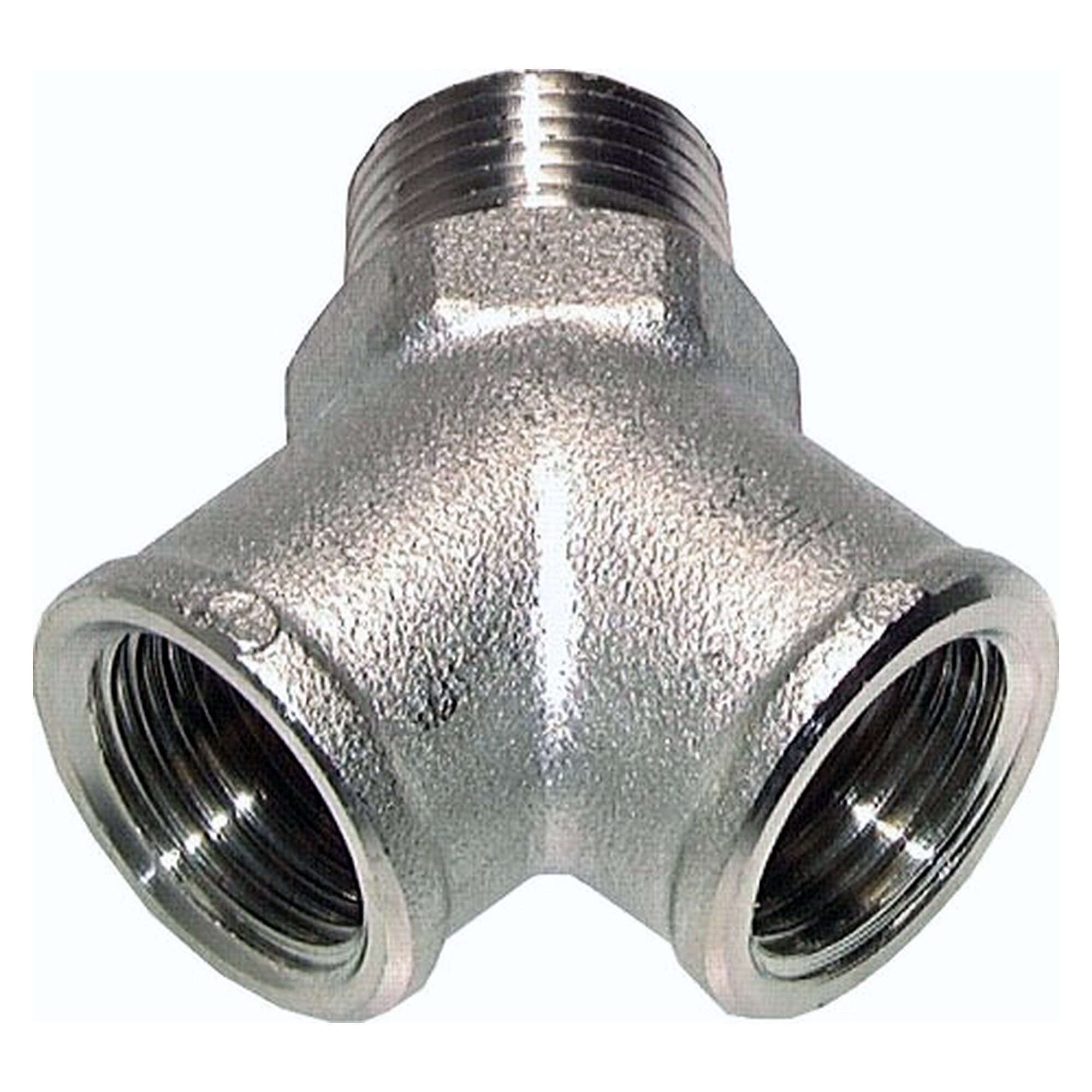 Y-Einschraubstück, Außengewinde R 1/8" auf Innengewinde G 1/8", Messing vernickelt