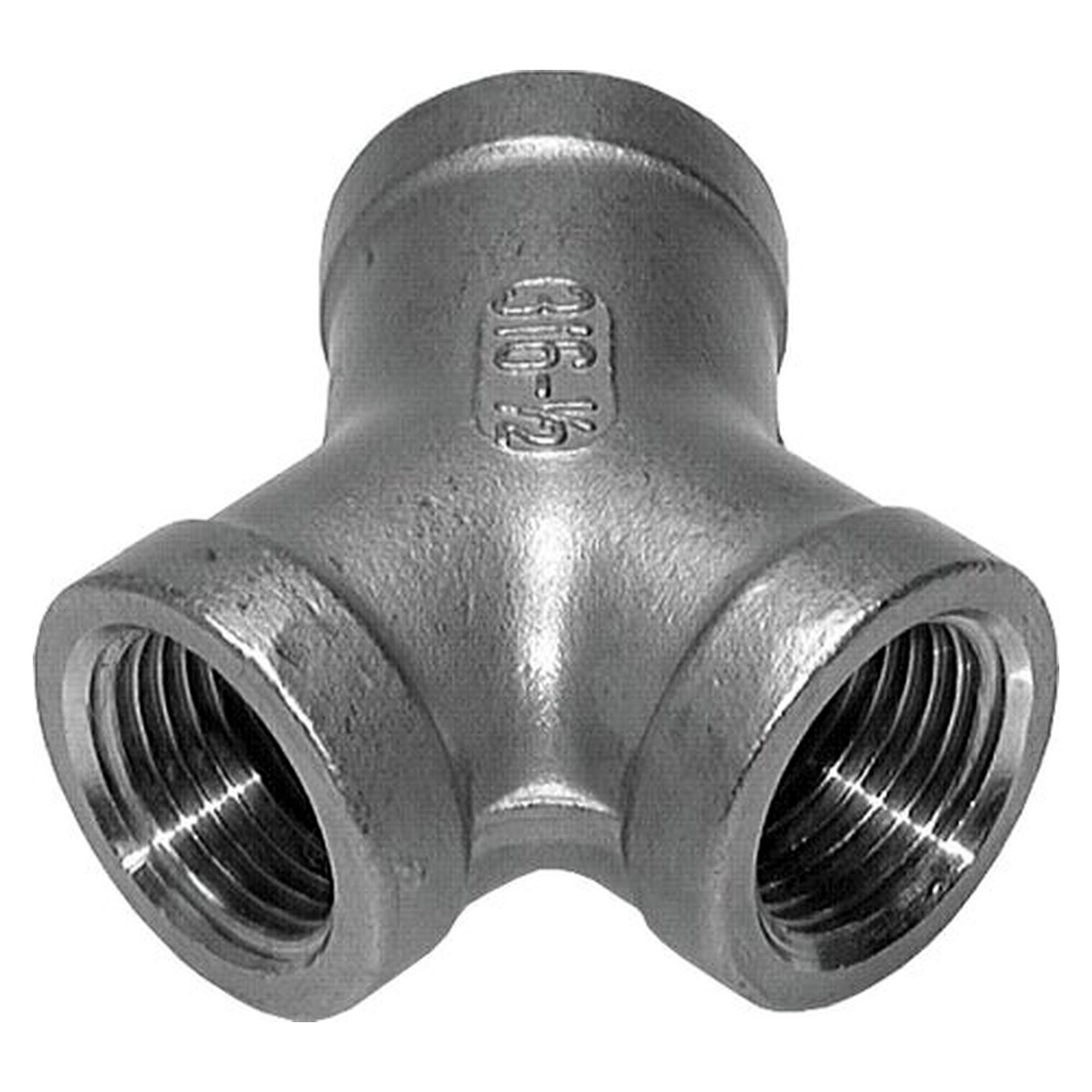 Y-Stück, Gewinde Rp 2", PN 16 bar, Edelstahl 1.4408, Abzweig für Rohrleitungen