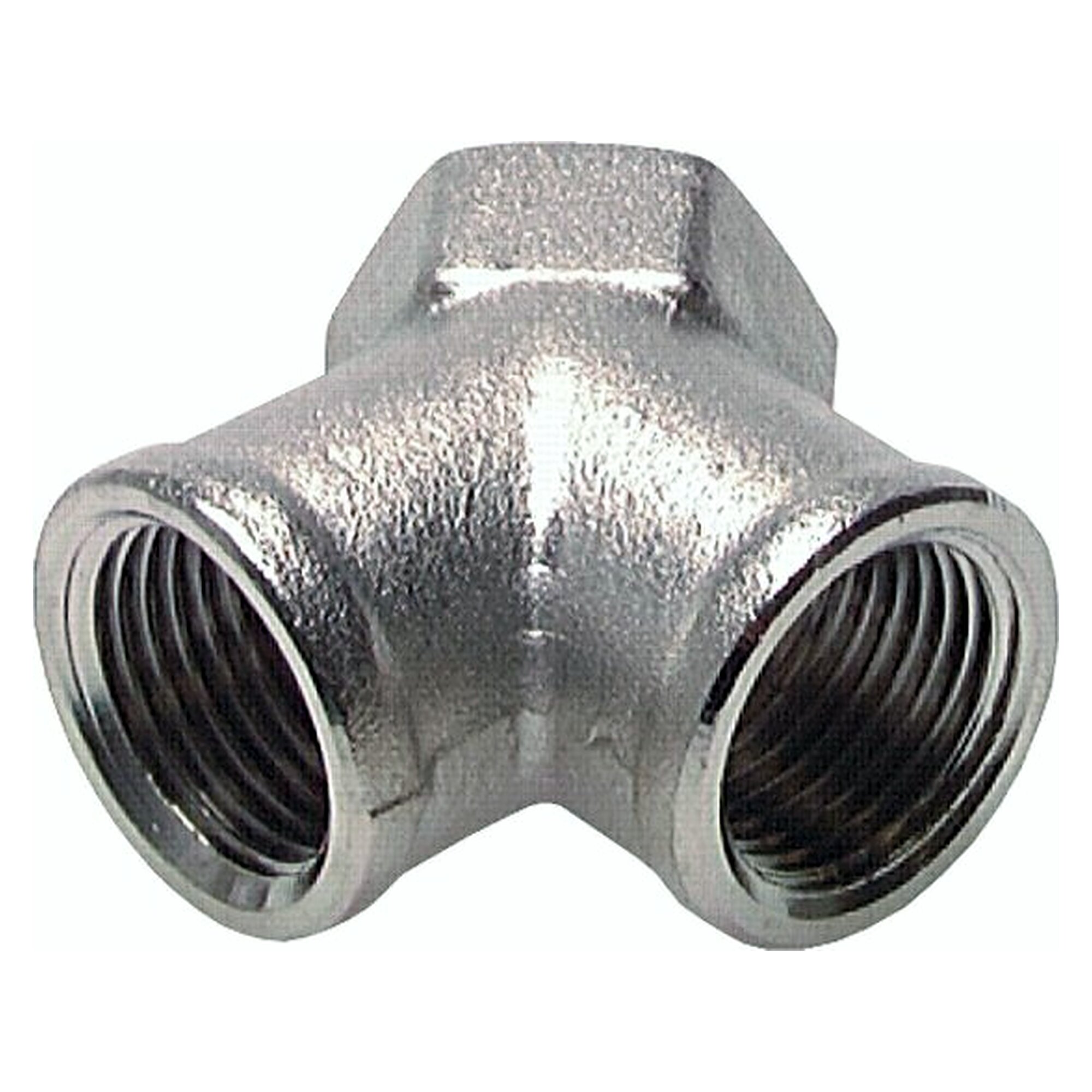 Y fitting, thread G 3/8", PN 16 bar, nickel plated brass, branch for pipework
