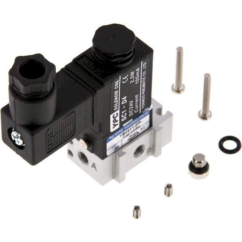 YPC YSV211 DPSC-D4. 3/2-Wege Magnetventil, M 5, Federrückstellung (NC), 24 V DC