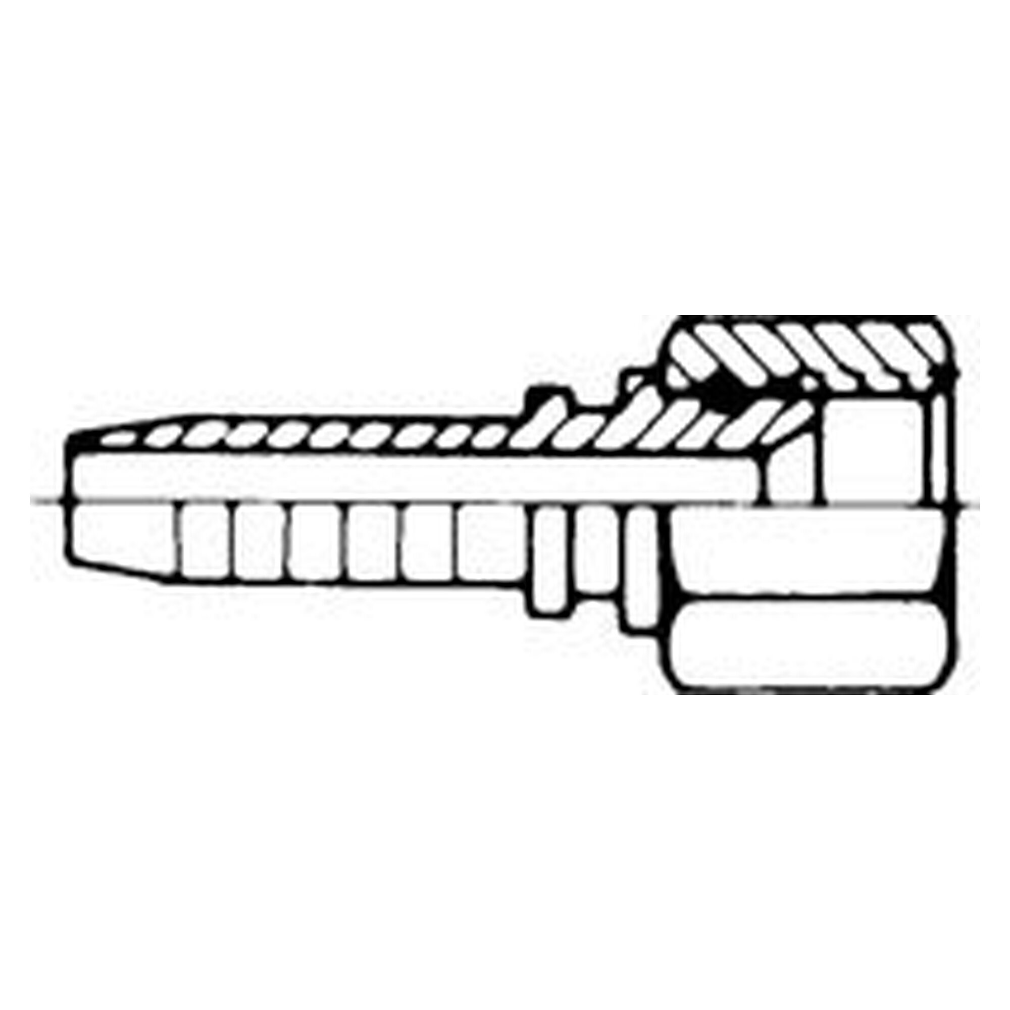 Steel crimp fitting for hydraulic hoses, 74° JIC sealing head, 90° elbow, UNF 3/4"-16, DN 12