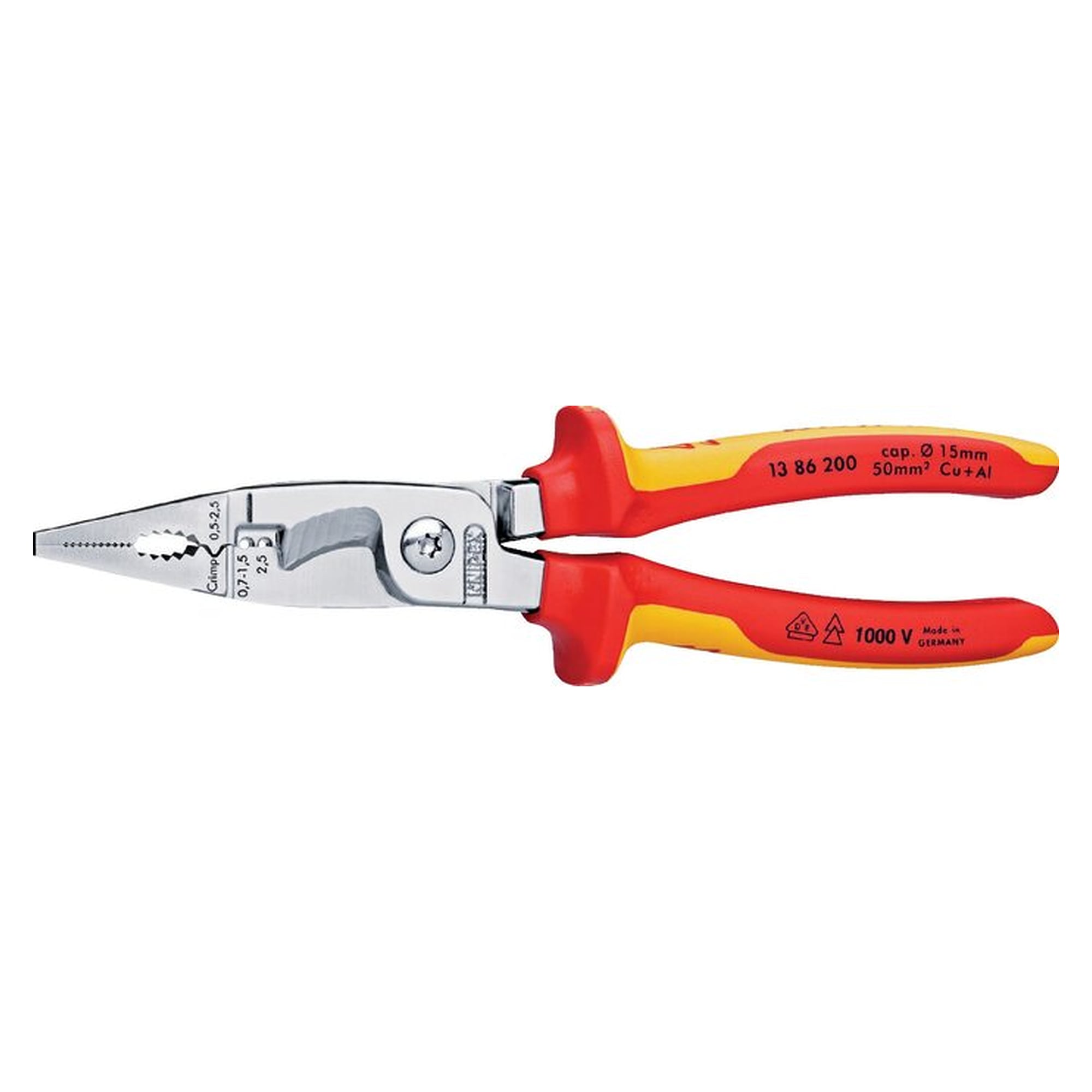 multiple installation pliers, chrome-plated, with 2-component handles, VDE-tested up to 1000 V