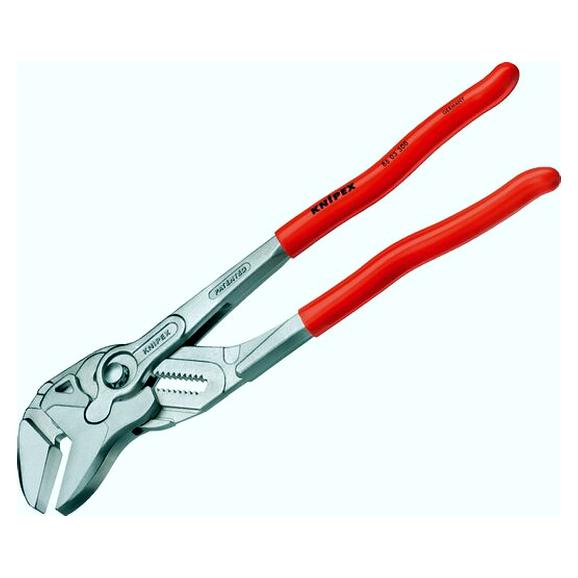 pliers wrench 400 mm, SW 2.5 - 85, chrome-plated, with dipped plastic handles