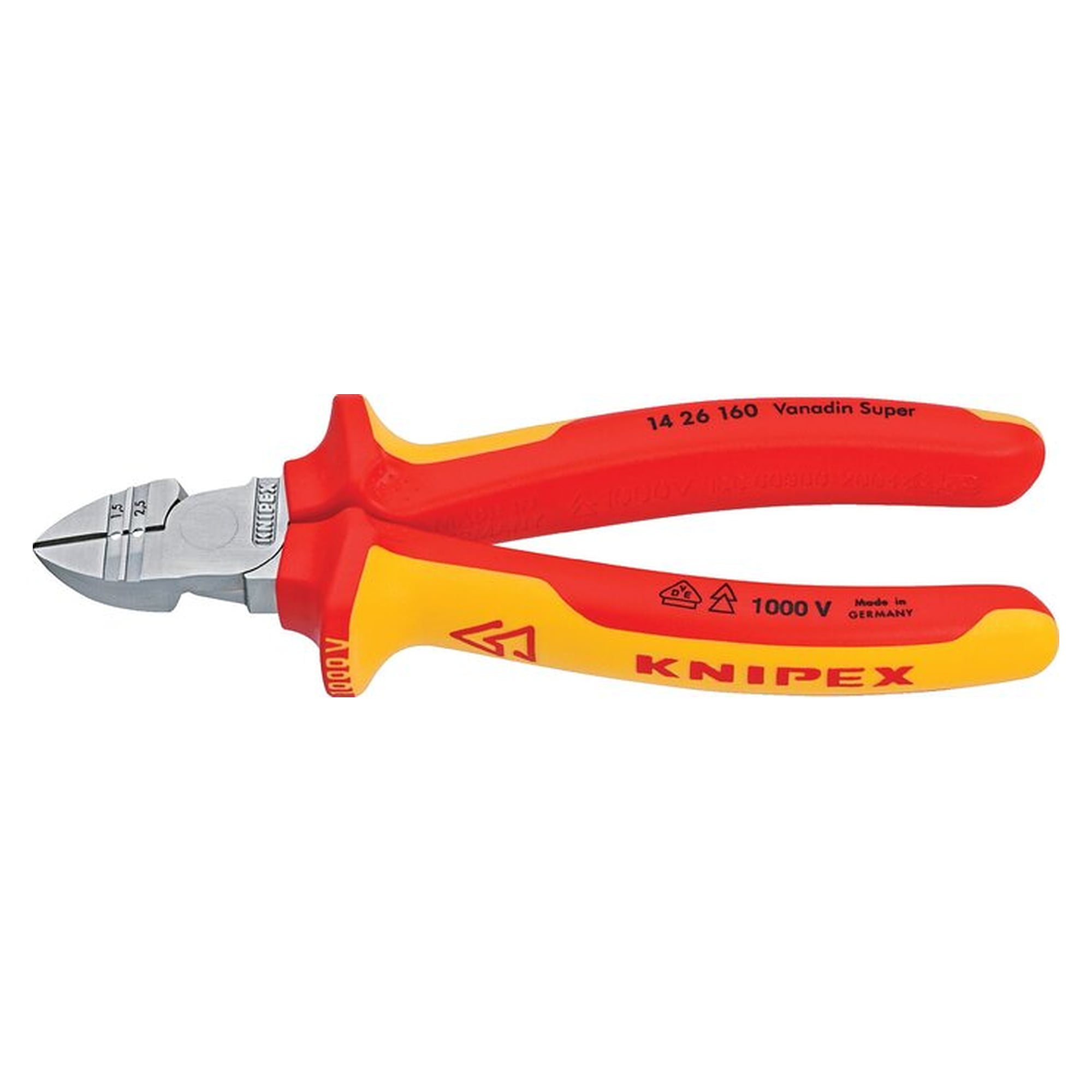 insulation stripping side cutter, chrome-plated, with 2-component handles, VDE-tested up to 1000 V