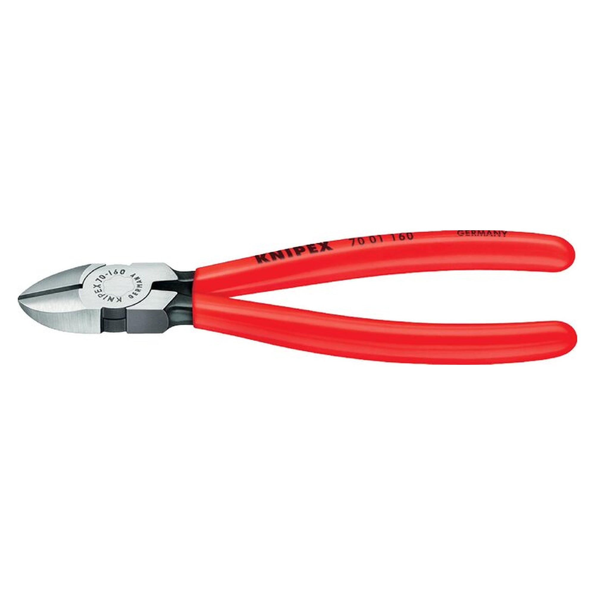 diagonal cutter, polished, with dipped plastic handles, 180mm