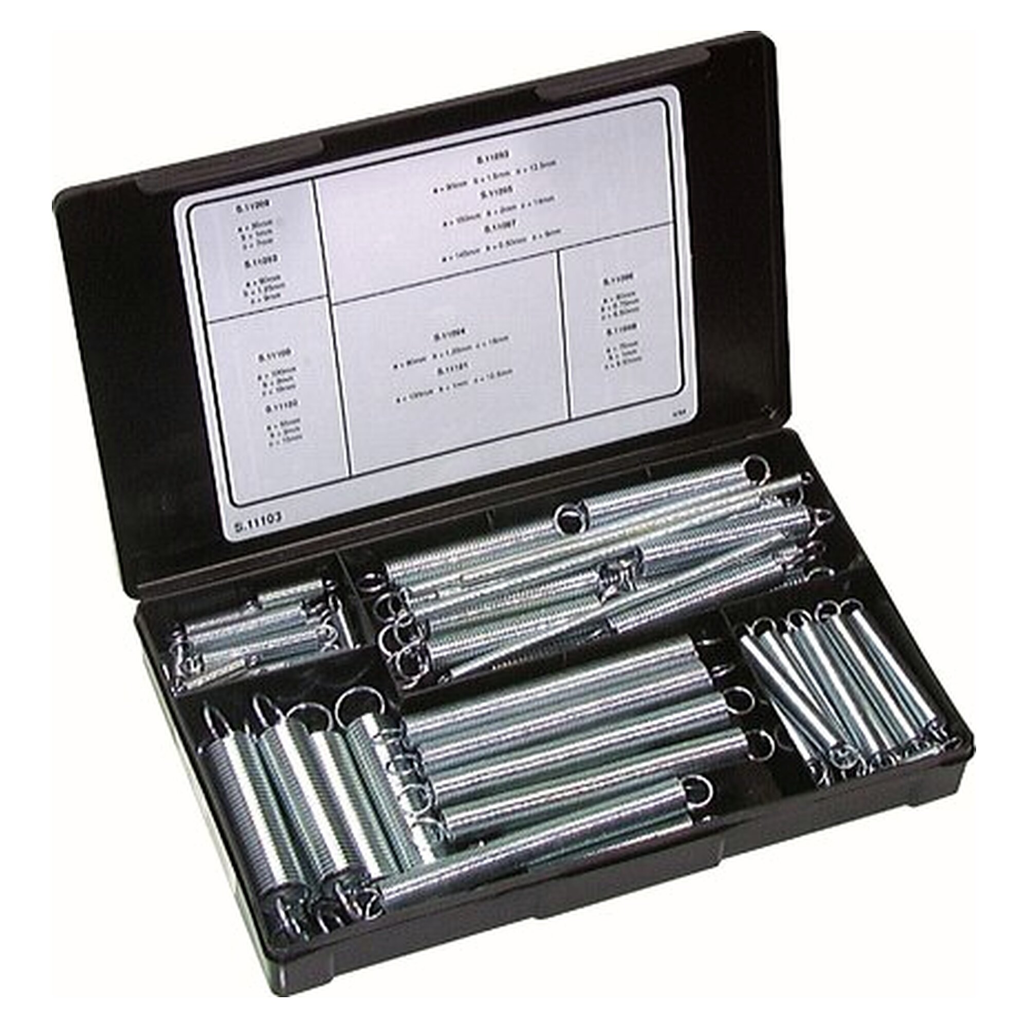 Zugfeder-Sortiment, 147 Stück, 5 - 19 mm, Inhalt 147 Stk, Länge 35 - 150 mm